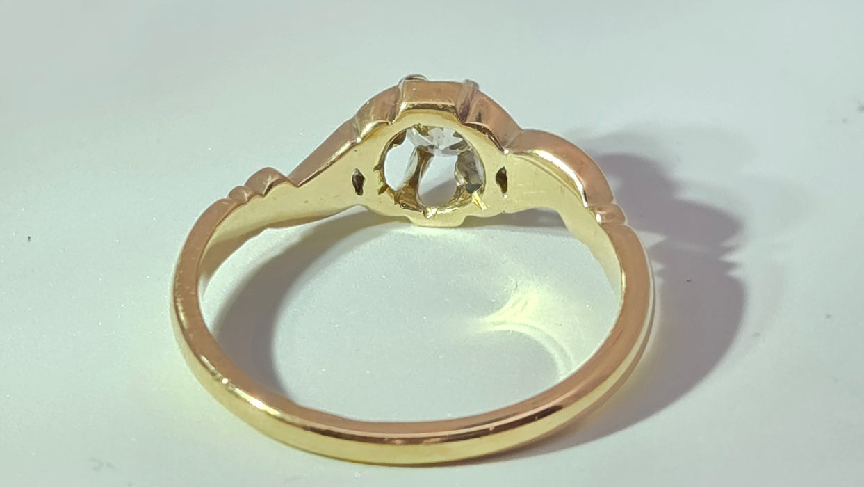 Antique 18ct Yellow Gold Diamond 0.18ct Single Stone Ring — From 1912