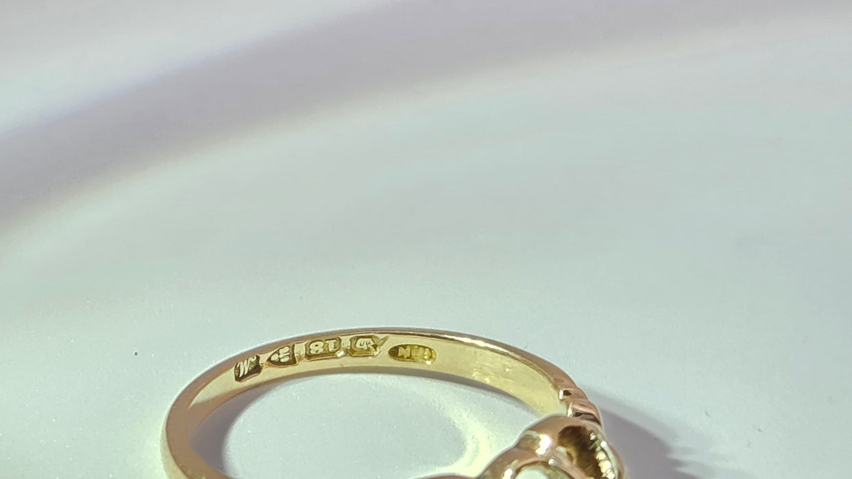 Antique 18ct Yellow Gold Diamond 0.18ct Single Stone Ring — From 1912