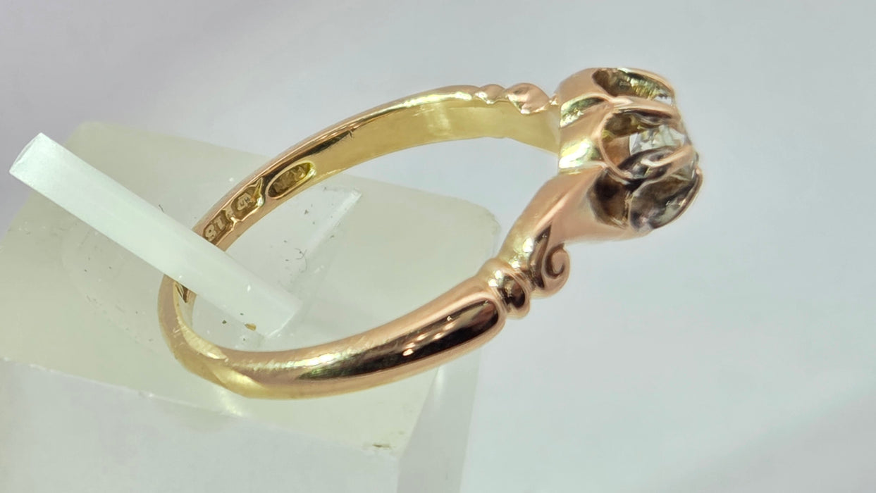 Antique 18ct Yellow Gold Diamond 0.18ct Single Stone Ring — From 1912