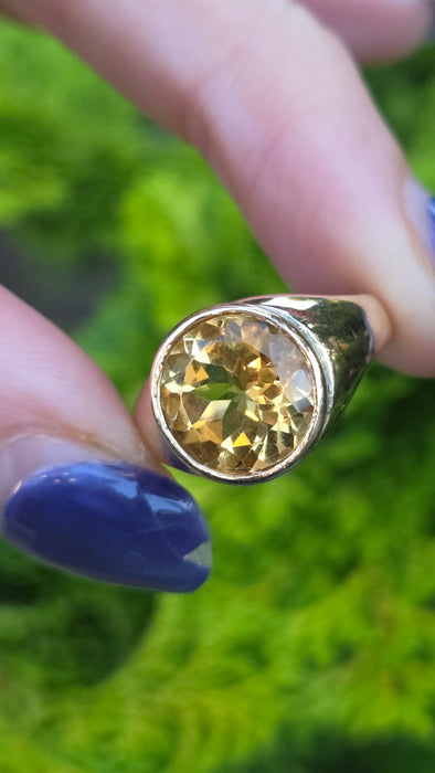 Antique: 15ct Yellow Gold Citrine Solitaire Ring — Pre 1932