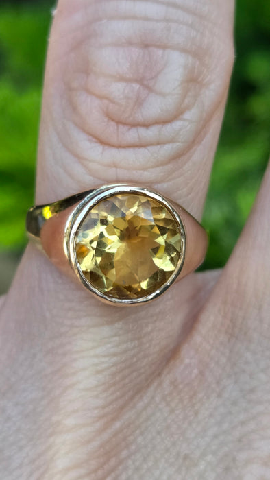 Antique: 15ct Yellow Gold Citrine Solitaire Ring — Pre 1932
