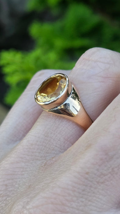 Antique: 15ct Yellow Gold Citrine Solitaire Ring — Pre 1932