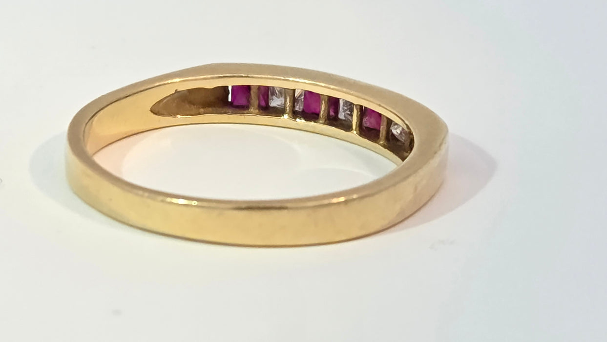 Vintage: 18ct Yellow Gold Ruby & Diamond Stacker Ring — From 1994