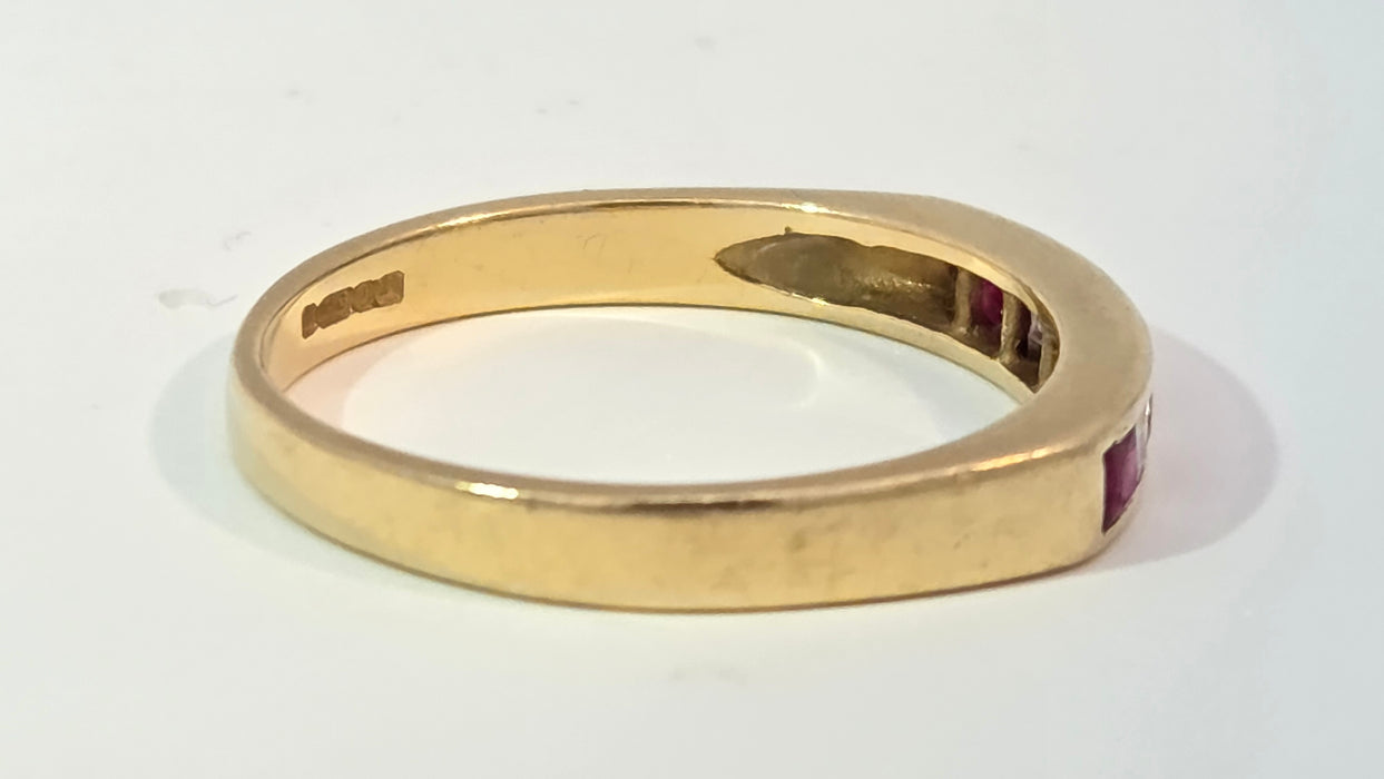 Vintage: 18ct Yellow Gold Ruby & Diamond Stacker Ring — From 1994