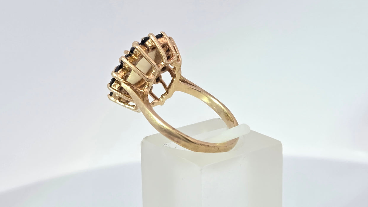 Vintage: 9ct Yellow Gold Opal & Sapphire Cluster Ring — From 1976
