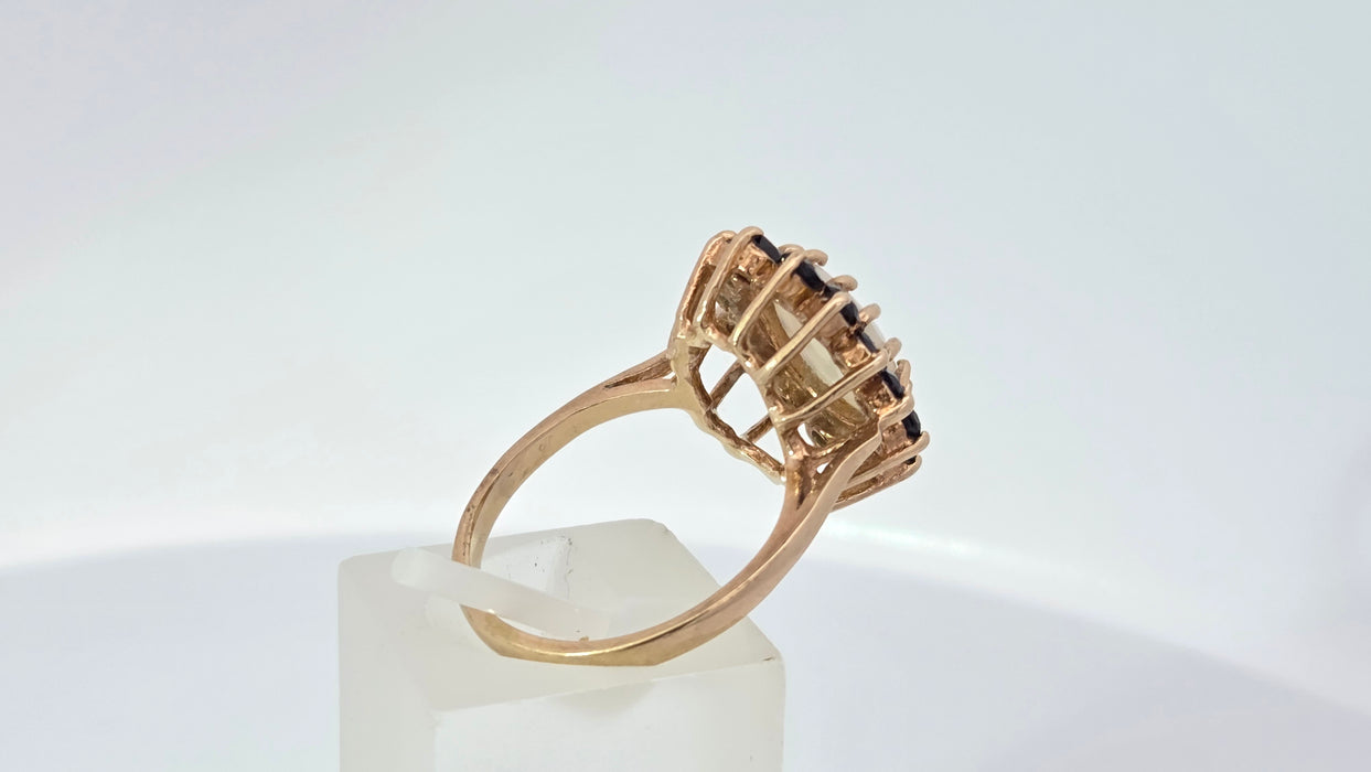 Vintage: 9ct Yellow Gold Opal & Sapphire Cluster Ring — From 1976
