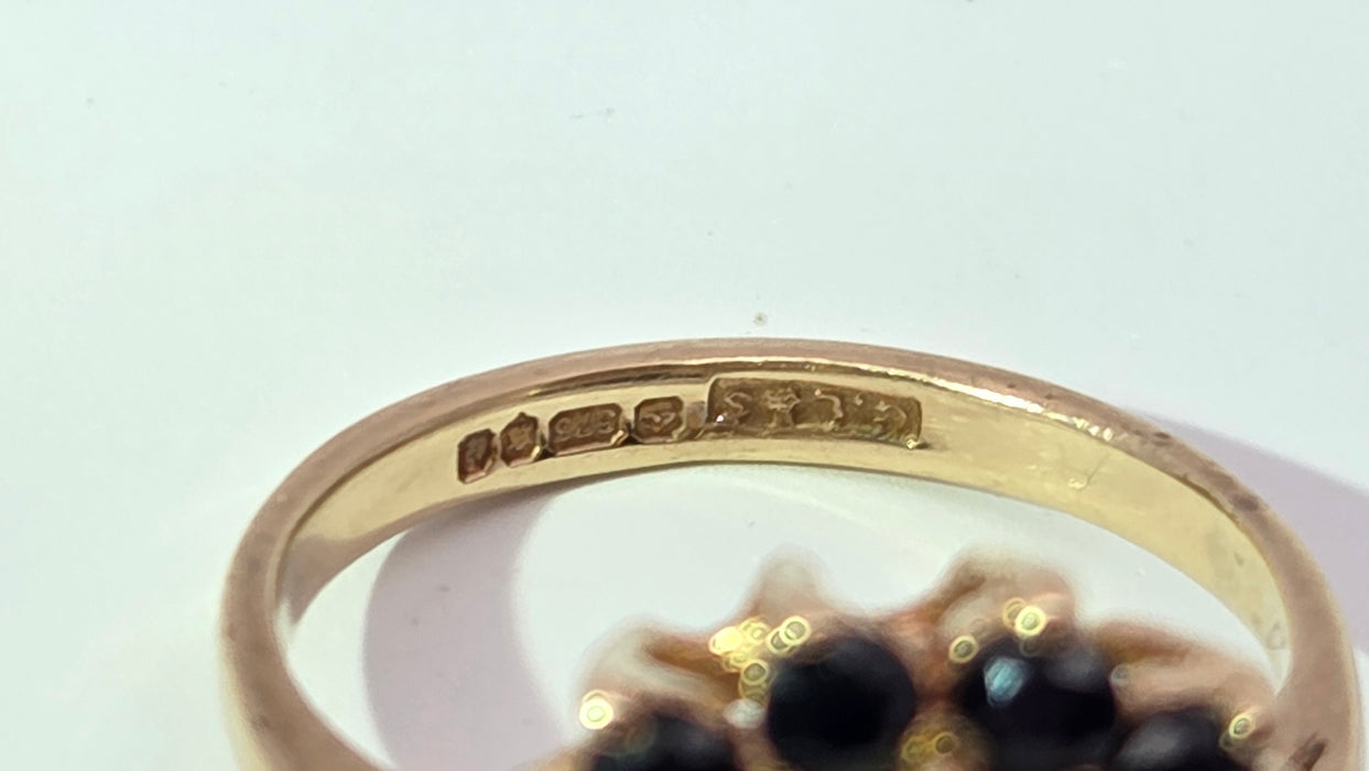 Vintage: 9ct Yellow Gold Opal & Sapphire Cluster Ring — From 1976