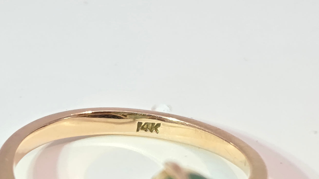 Vintage: 14ct Yellow Gold Twin Aventurine Bypass Crossover Ring
