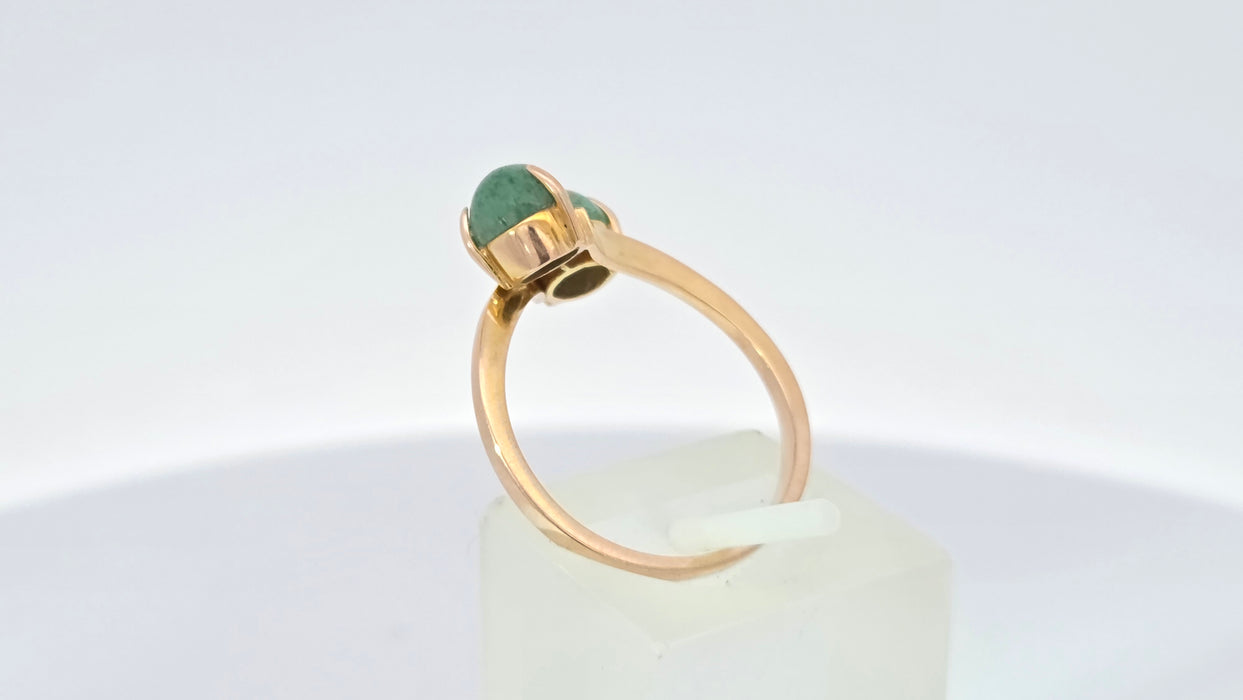Vintage: 14ct Yellow Gold Twin Aventurine Bypass Crossover Ring