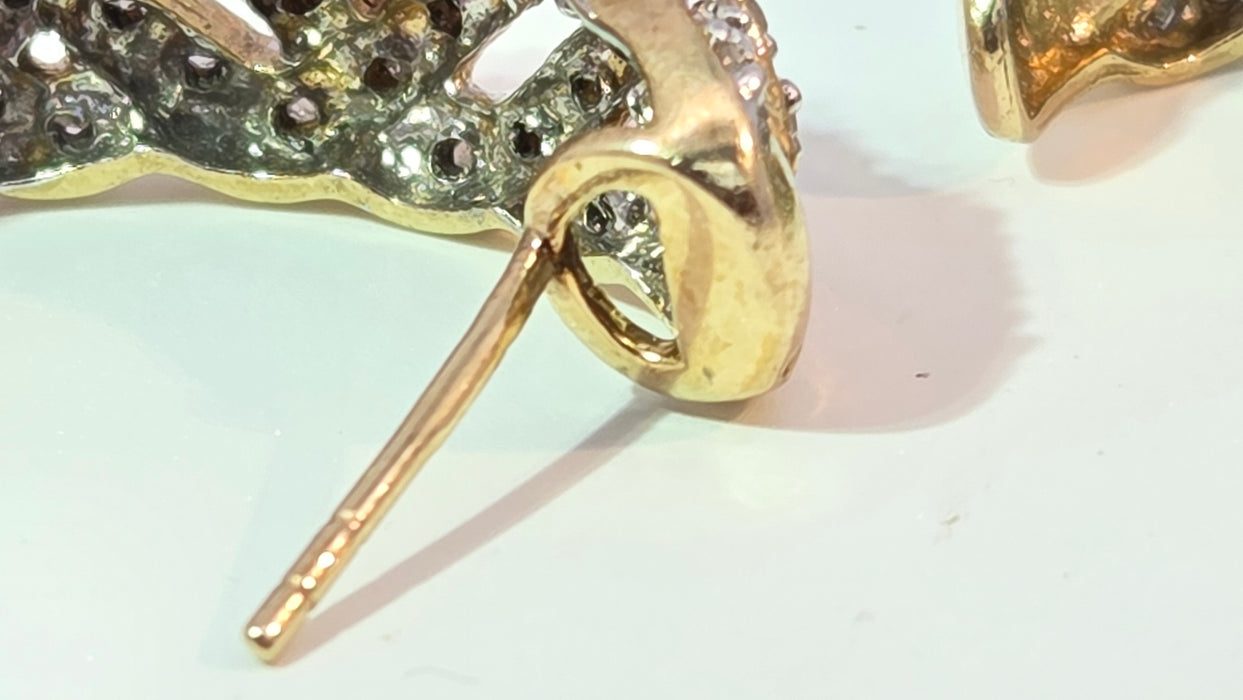 Vintage: 9ct Yellow Gold 84 Diamond Half Hoop Earrings