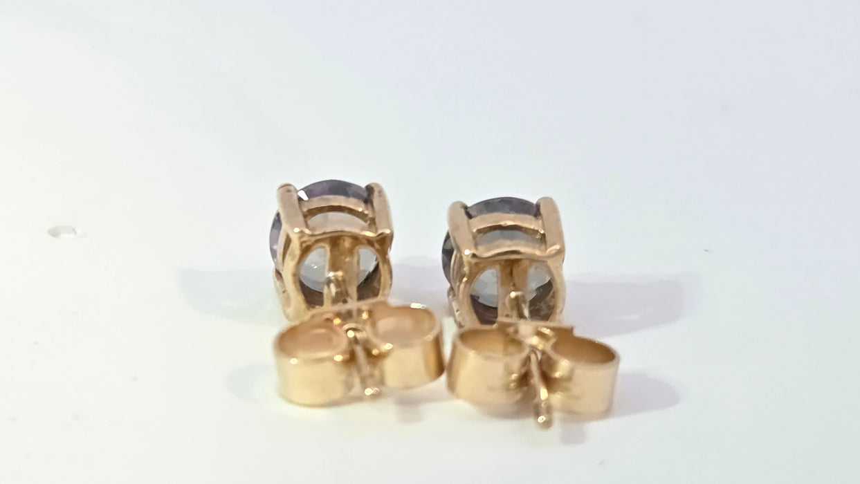 Vintage: 9ct Yellow Gold Mystic Topaz Stud Earrings