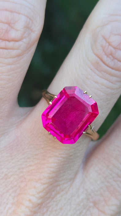 Vintage: Russian 14ct Yellow Gold Ruby Approx. 8ct Solitaire Ring