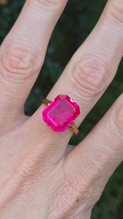 Vintage: Russian 14ct Yellow Gold Ruby Approx. 8ct Solitaire Ring