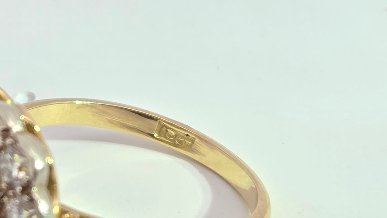 Vintage: 18ct Yellow Gold Emerald approx. 1.65ct & 13 Diamonds approx. 1ct Heart-Shaped Dress Ring