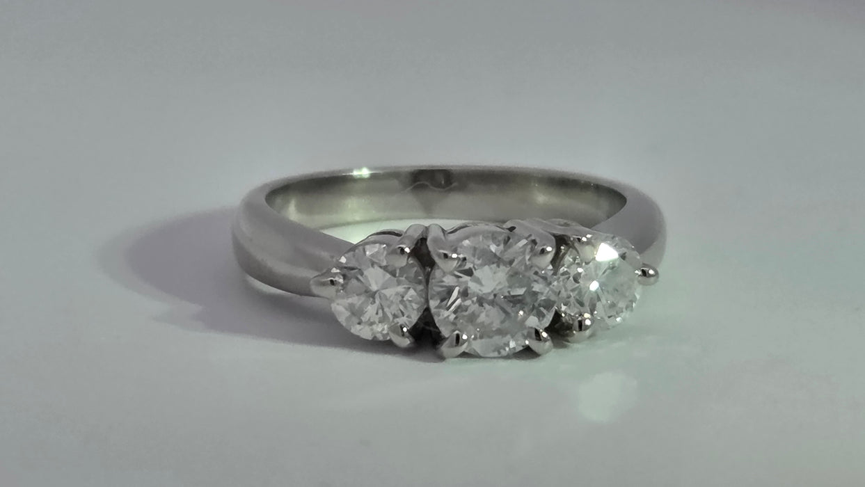 Vintage: Platinum Diamond 1.07ct Trilogy Ring