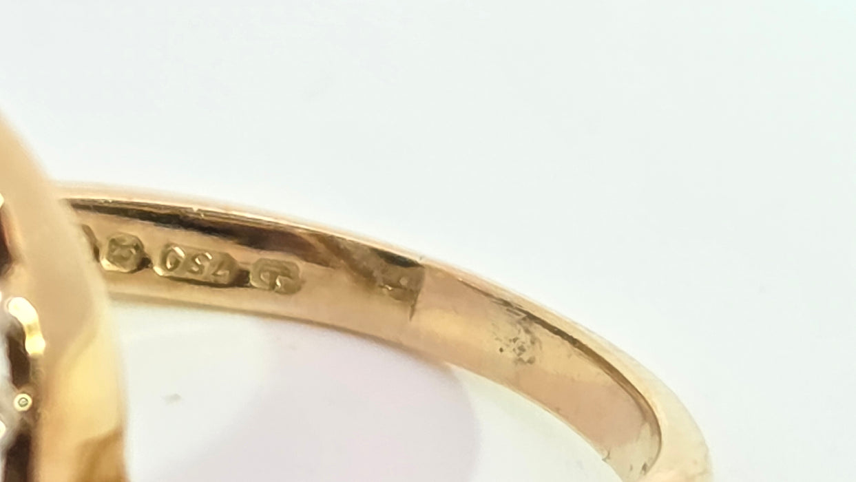 Vintage: 18ct Yellow Gold Sapphire 3.00ct & Diamond 0.75ct Diana Cluster Ring — From 1975
