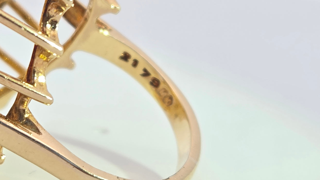 Vintage: 9ct Yellow Gold Citrine 13.69ct Statement Cocktail Cluster Ring — From 1973