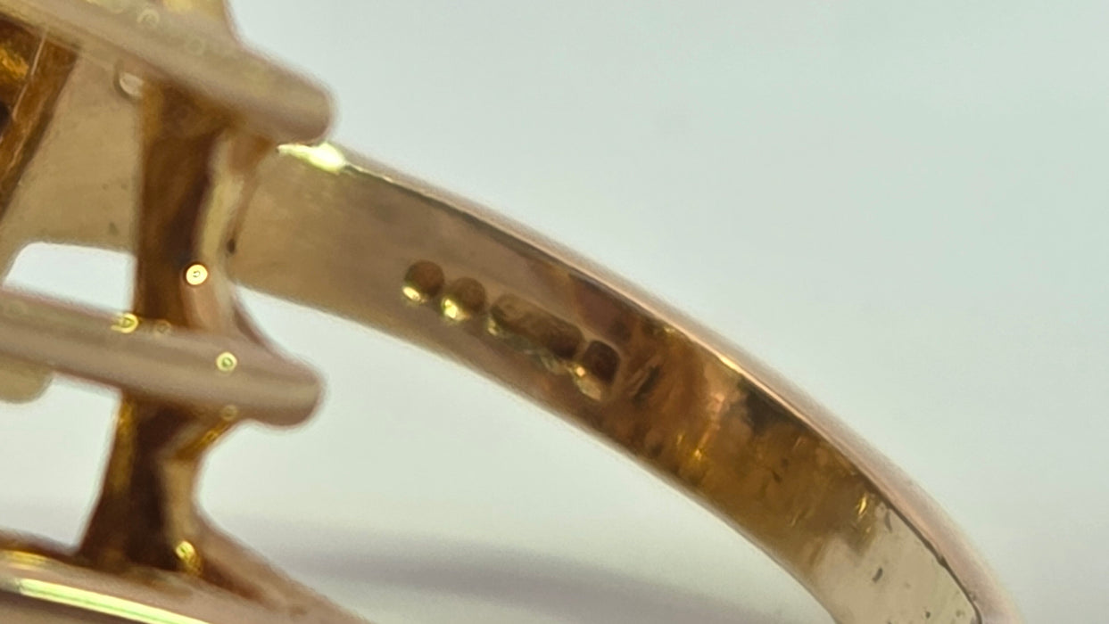 Vintage: 9ct Yellow Gold Citrine 13.69ct Statement Cocktail Cluster Ring — From 1973
