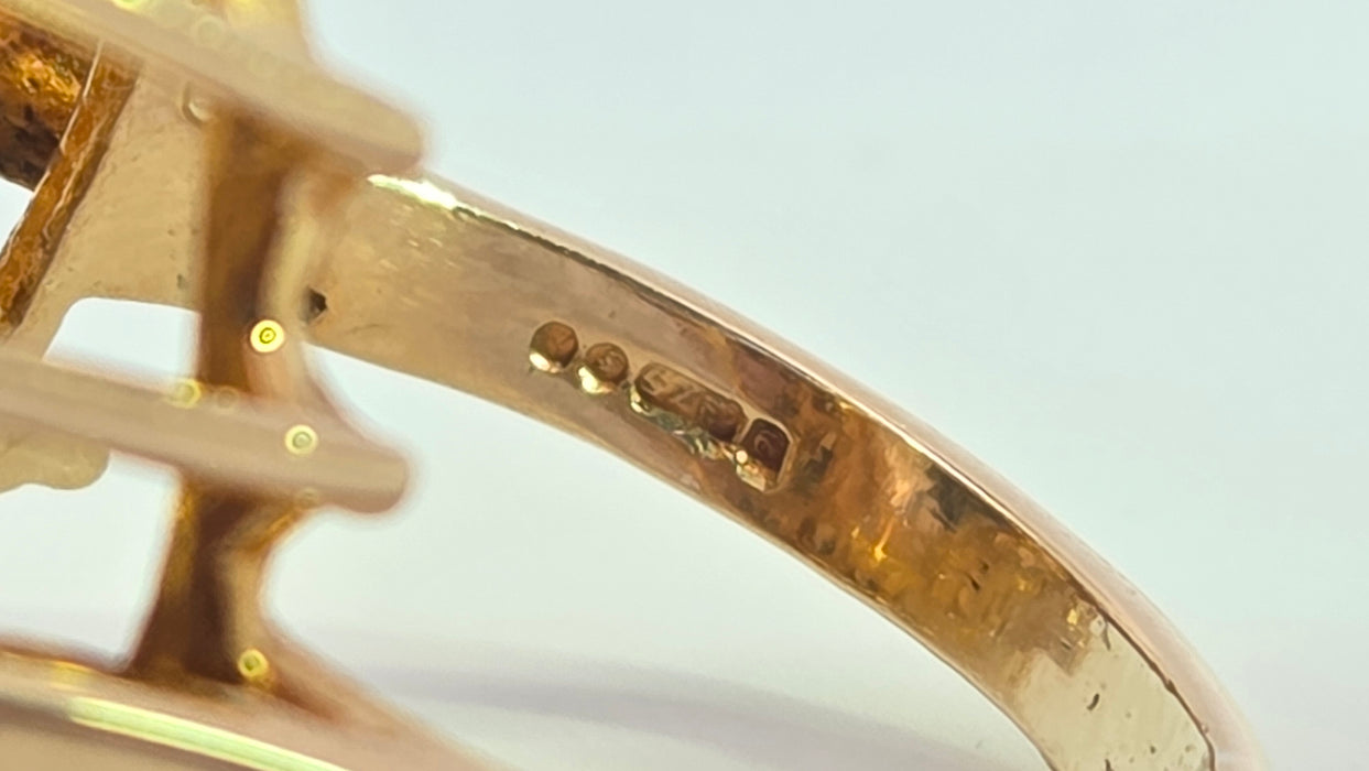 Vintage: 9ct Yellow Gold Citrine 13.69ct Statement Cocktail Cluster Ring — From 1973