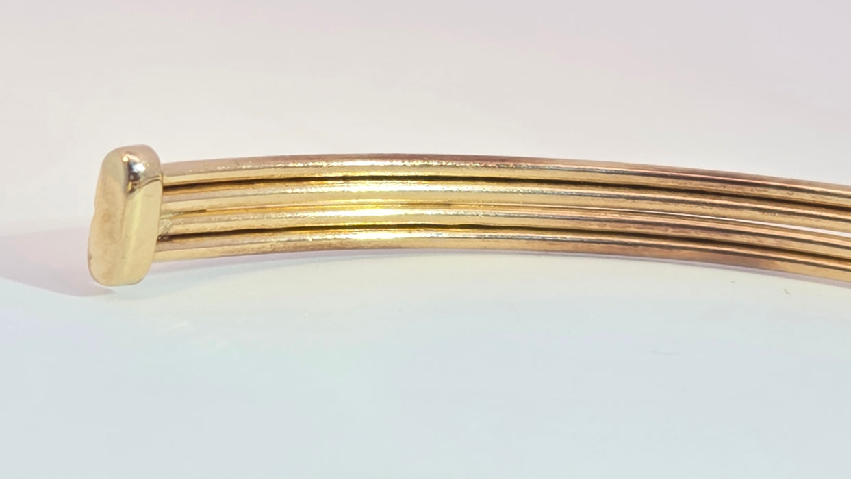 Vintage: 9ct Yellow Gold Sapphire & Simulated Diamond Claddagh Bangle