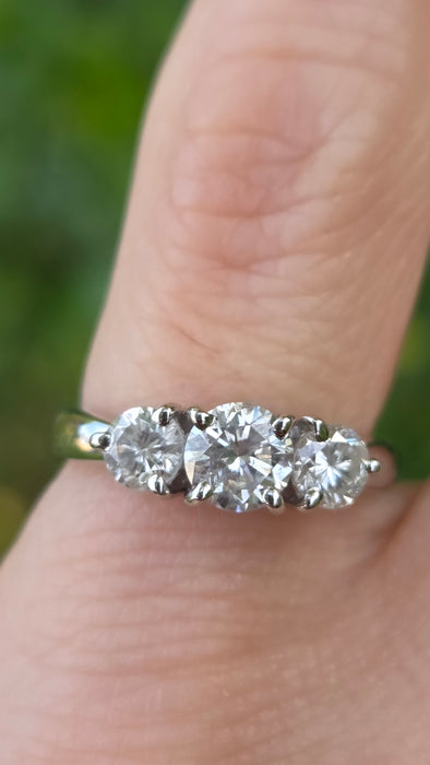 Vintage: Platinum Diamond 1.07ct Trilogy Ring
