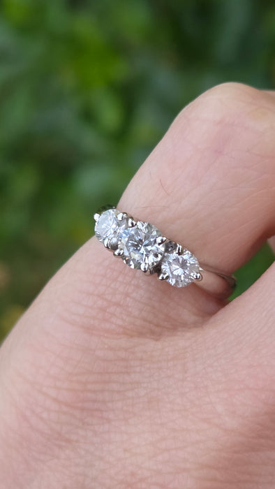 Vintage: Platinum Diamond 1.07ct Trilogy Ring