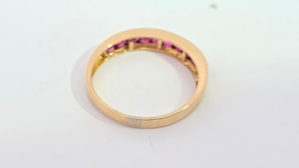 Vintage: 18ct Yellow Gold Ruby Channel-Set Half Eternity Stacker Ring