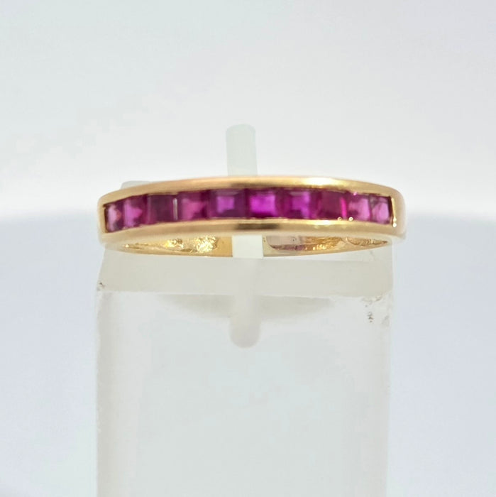 Vintage: 18ct Yellow Gold Ruby Channel-Set Half Eternity Stacker Ring