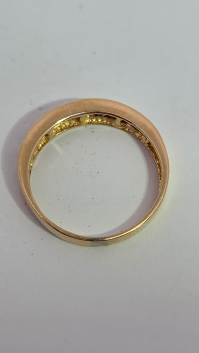 Vintage: 18ct Yellow Gold Ruby Channel-Set Half Eternity Stacker Ring