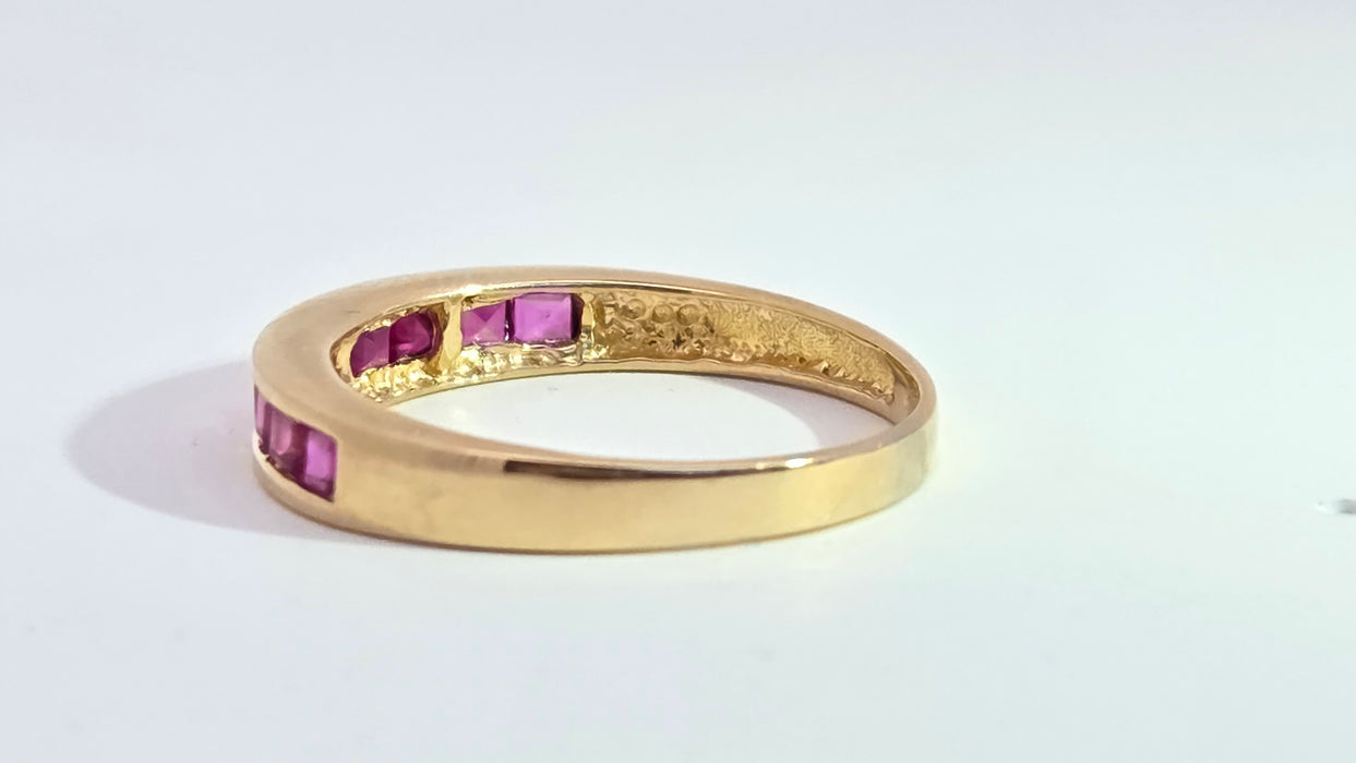 Vintage: 18ct Yellow Gold Ruby Channel-Set Half Eternity Stacker Ring