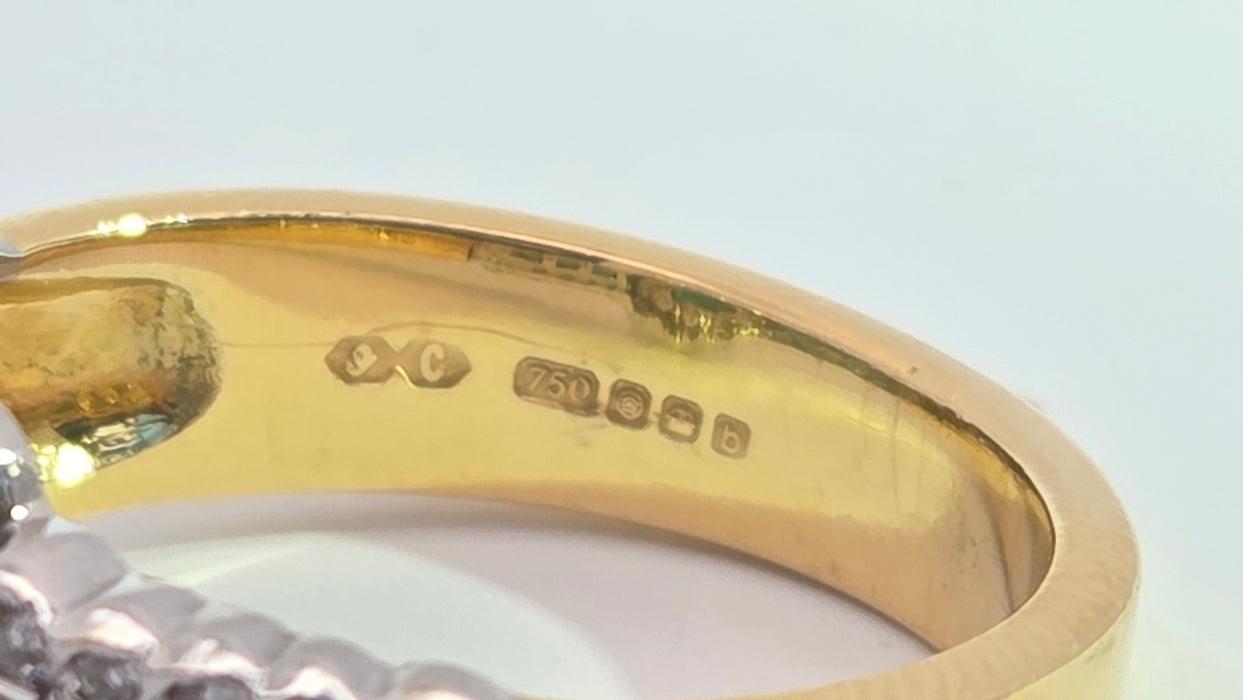 Vintage: 18ct Yellow Gold Seven-Emerald & 32-Diamond Art Deco Style Dress Ring
