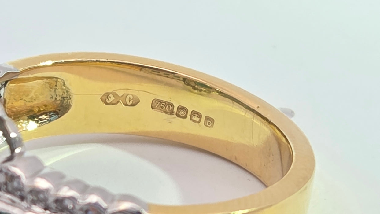 Vintage: 18ct Yellow Gold Seven-Emerald & 32-Diamond Art Deco Style Dress Ring
