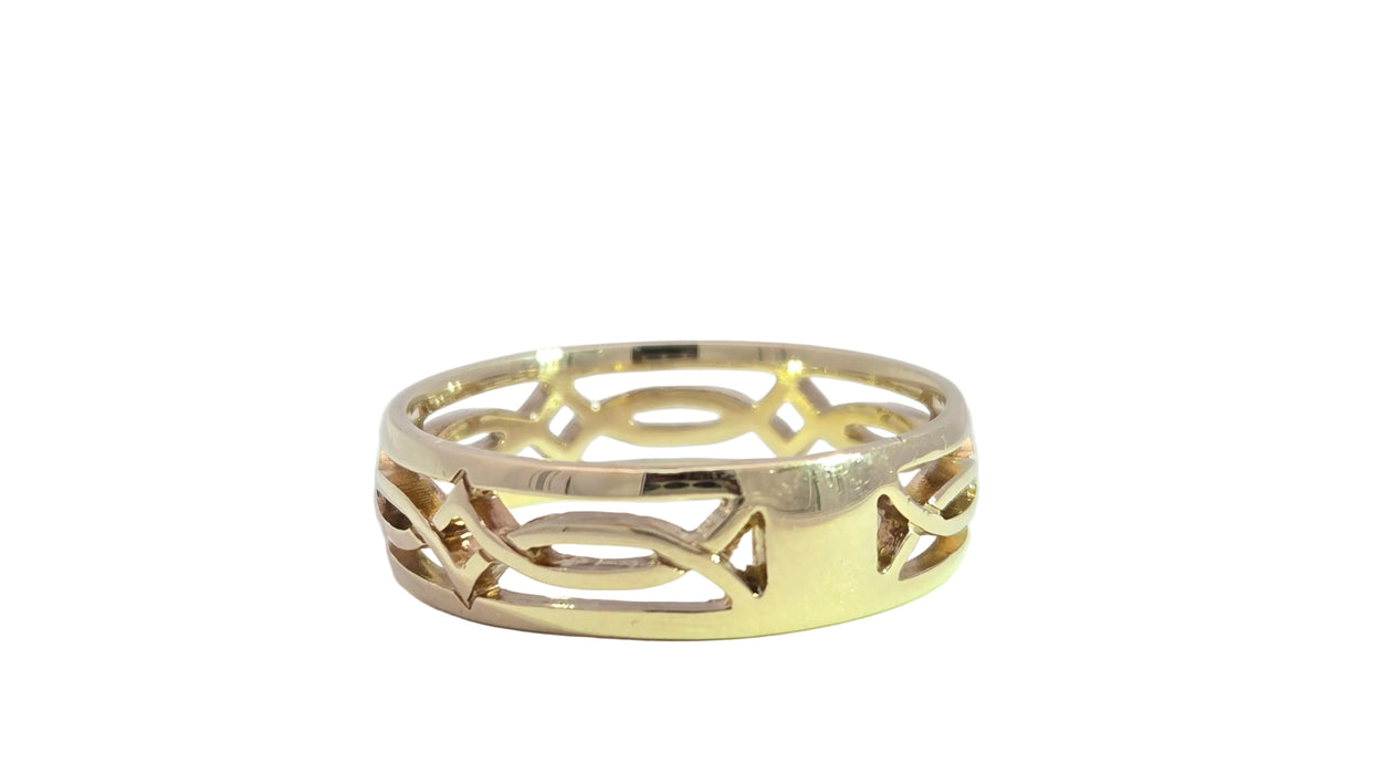 Vintage: 9ct Yellow Gold Openwork Celtic Weave Lovers Band