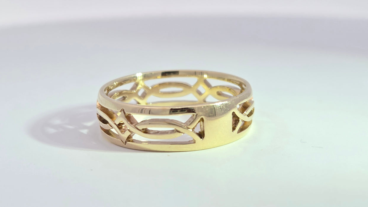 Vintage: 9ct Yellow Gold Openwork Celtic Weave Lovers Band