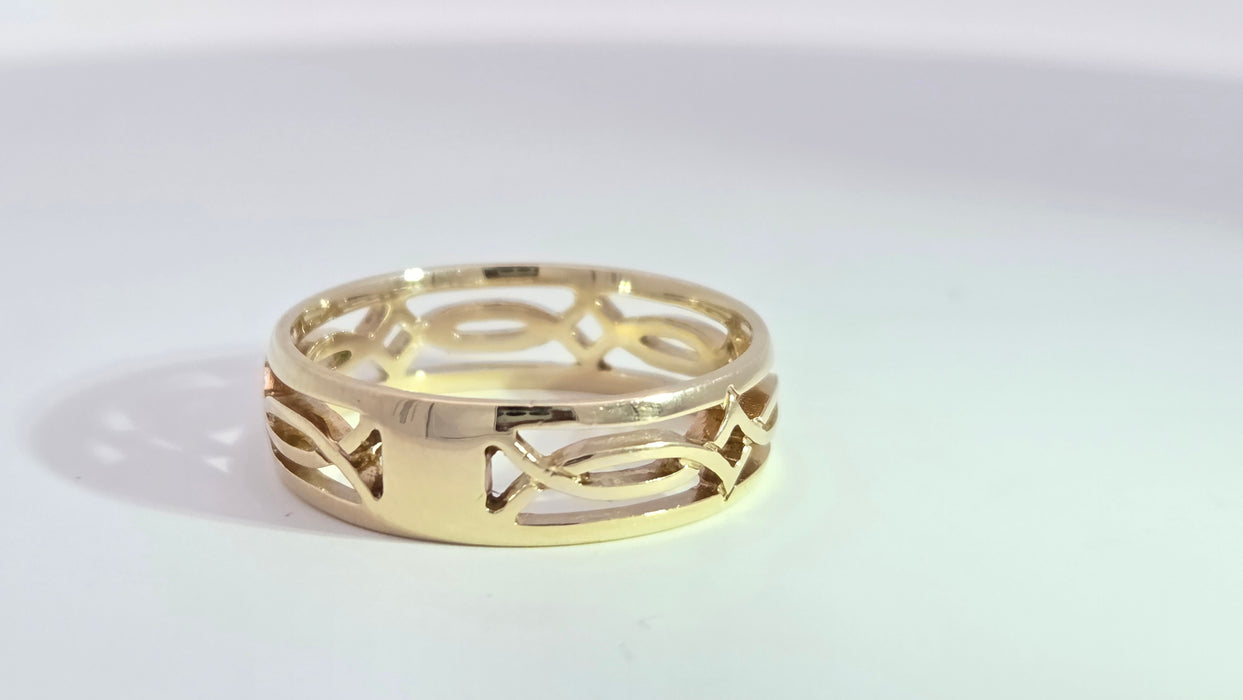 Vintage: 9ct Yellow Gold Openwork Celtic Weave Lovers Band