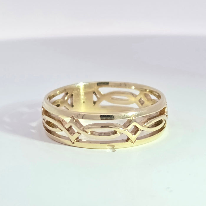 Vintage: 9ct Yellow Gold Openwork Celtic Weave Lovers Band