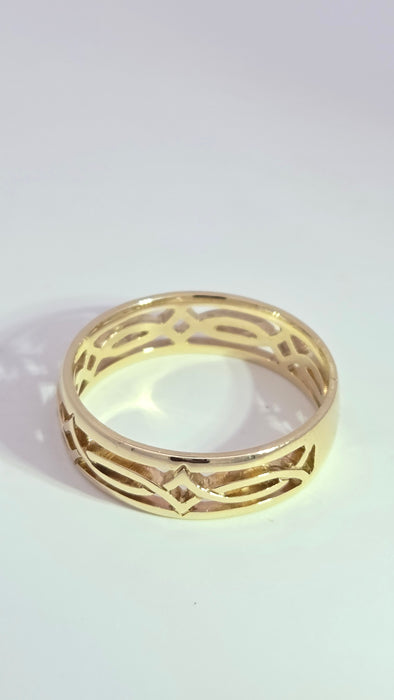 Vintage: 9ct Yellow Gold Openwork Celtic Weave Lovers Band
