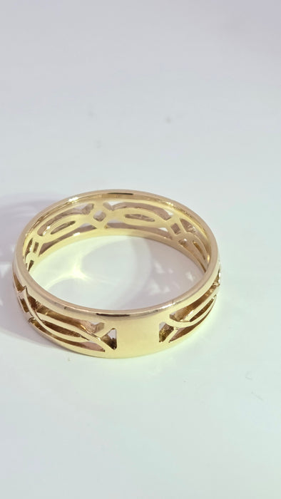 Vintage: 9ct Yellow Gold Openwork Celtic Weave Lovers Band