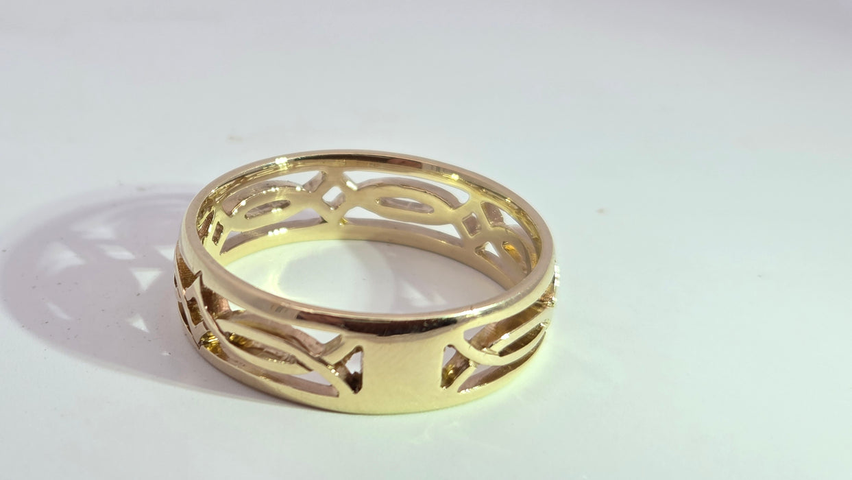 Vintage: 9ct Yellow Gold Openwork Celtic Weave Lovers Band