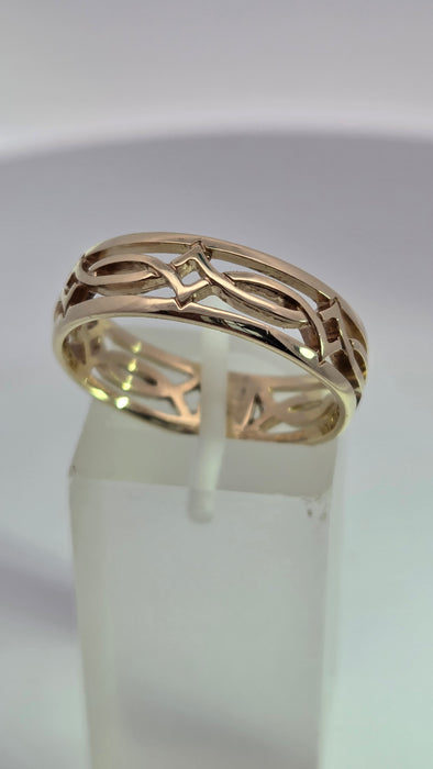 Vintage: 9ct Yellow Gold Openwork Celtic Weave Lovers Band