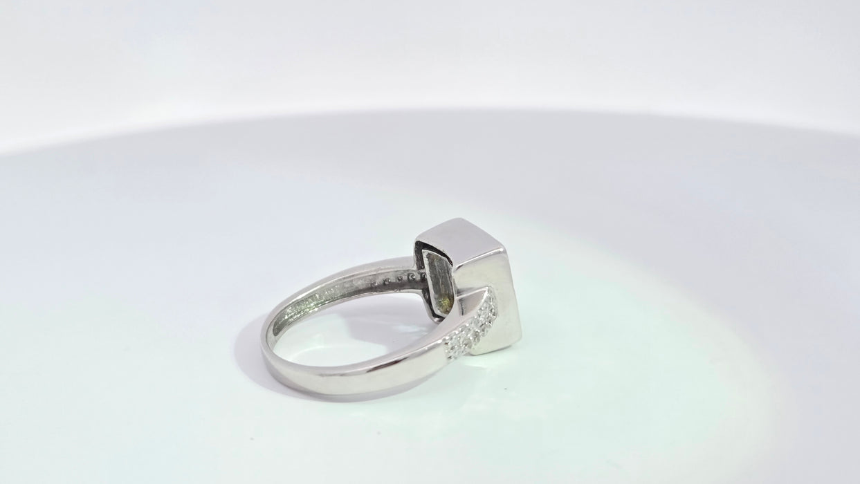 Vintage: 18ct White Gold Aquamarine 0.73ct & Diamond 0.48ct Geometric Set Cocktail Ring — From 2006