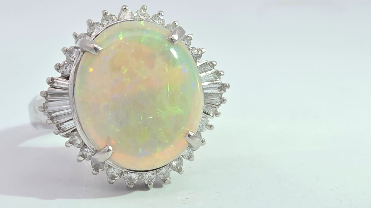 Vintage: Platinum Opal 4.50ct & Diamond 0.50ct Oval Dress Ring