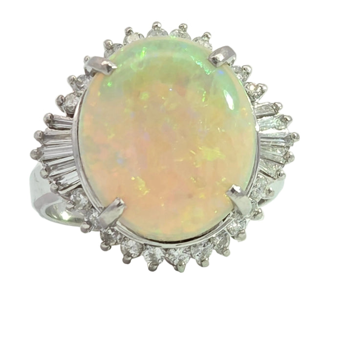 Vintage: Platinum Opal 4.50ct & Diamond 0.50ct Oval Dress Ring