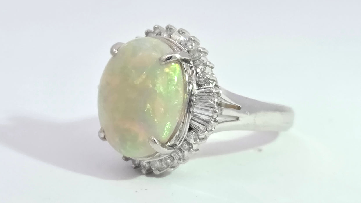 Vintage: Platinum Opal 4.50ct & Diamond 0.50ct Oval Dress Ring