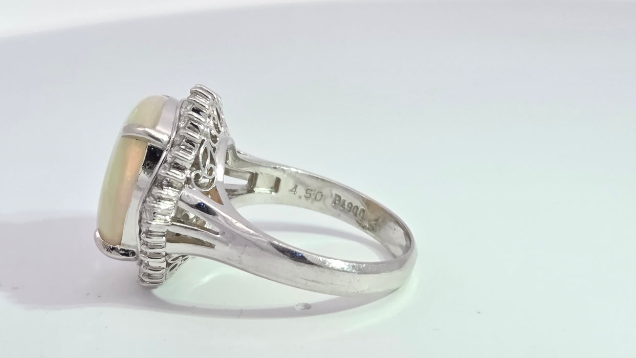 Vintage: Platinum Opal 4.50ct & Diamond 0.50ct Oval Dress Ring