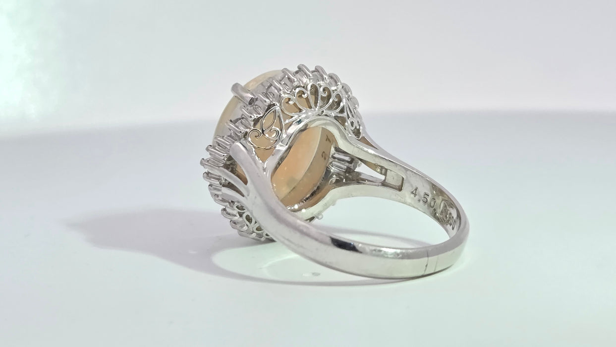 Vintage: Platinum Opal 4.50ct & Diamond 0.50ct Oval Dress Ring