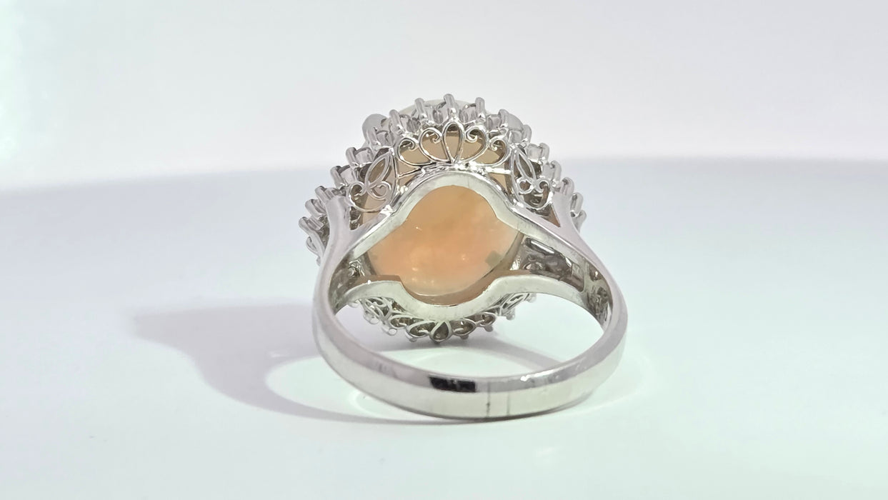 Vintage: Platinum Opal 4.50ct & Diamond 0.50ct Oval Dress Ring