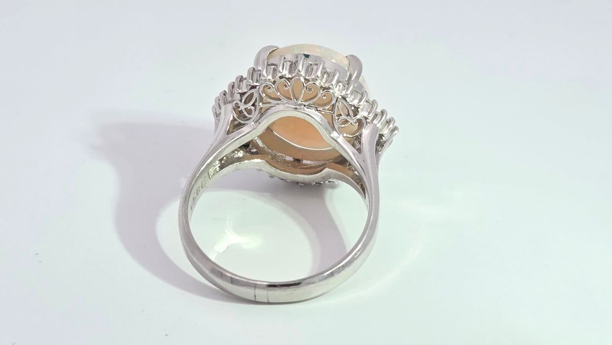 Vintage: Platinum Opal 4.50ct & Diamond 0.50ct Oval Dress Ring