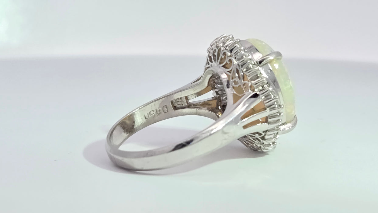 Vintage: Platinum Opal 4.50ct & Diamond 0.50ct Oval Dress Ring