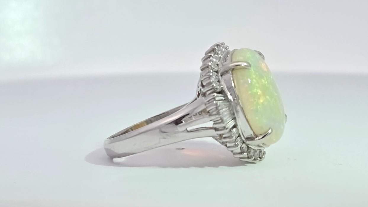 Vintage: Platinum Opal 4.50ct & Diamond 0.50ct Oval Dress Ring